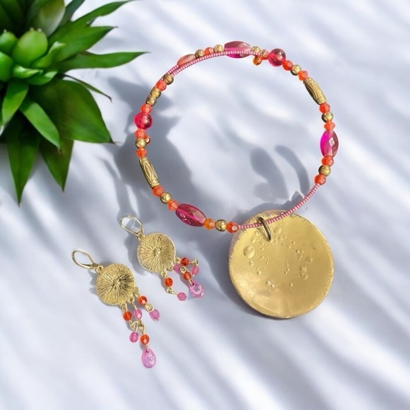 Colorful Bohemian Choker Necklace and Earring Set - Picture 5 of 8